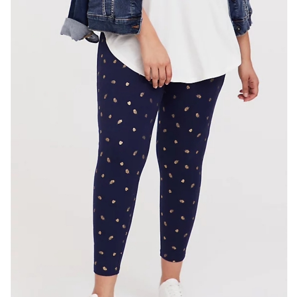 Torrid Navy w/Gold Leaf Leggings 4x